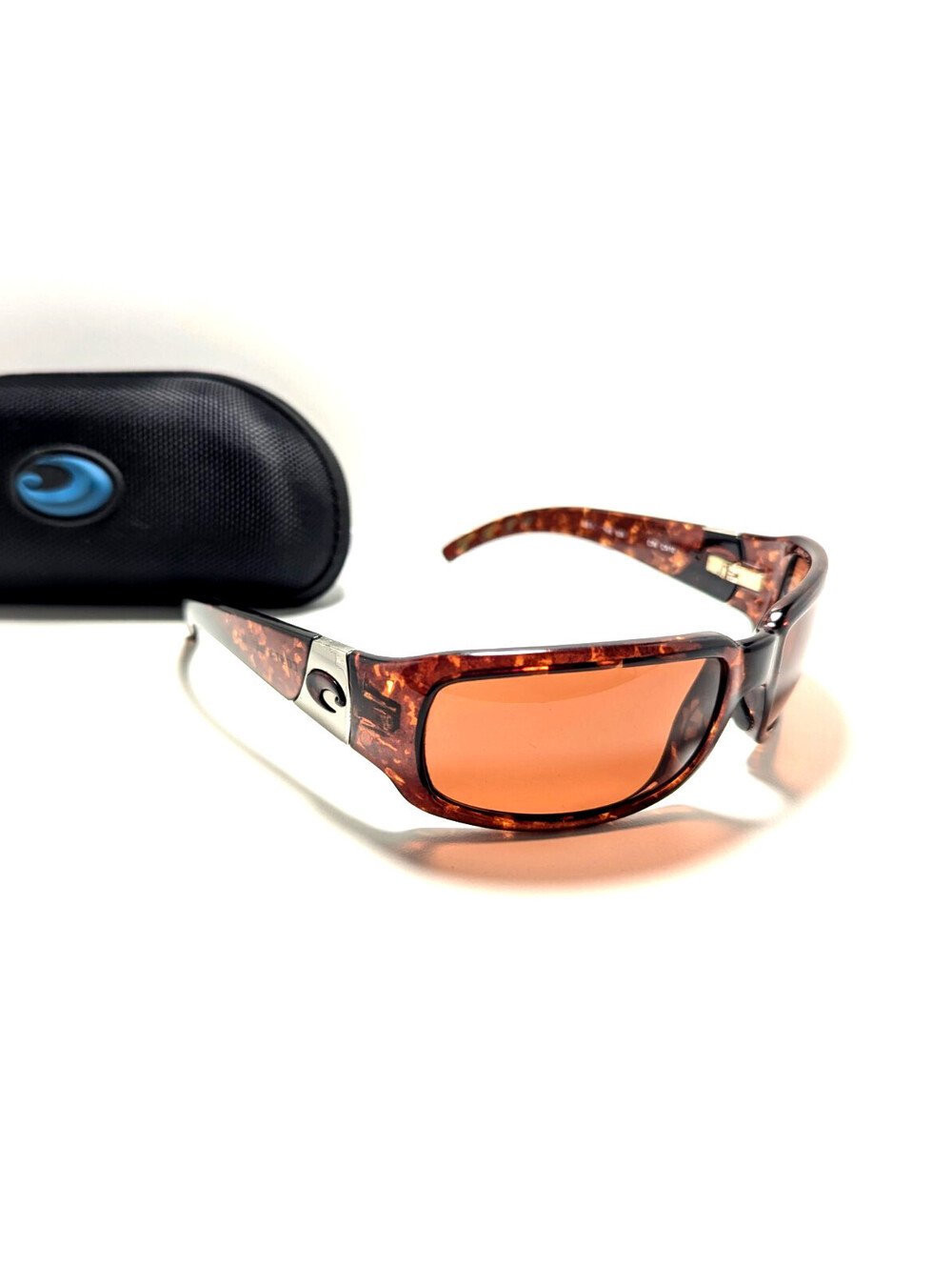 Costa del Mar CN10  Brown Tortoiseshell Rectangle Wrap Men's Sports Sunglasses